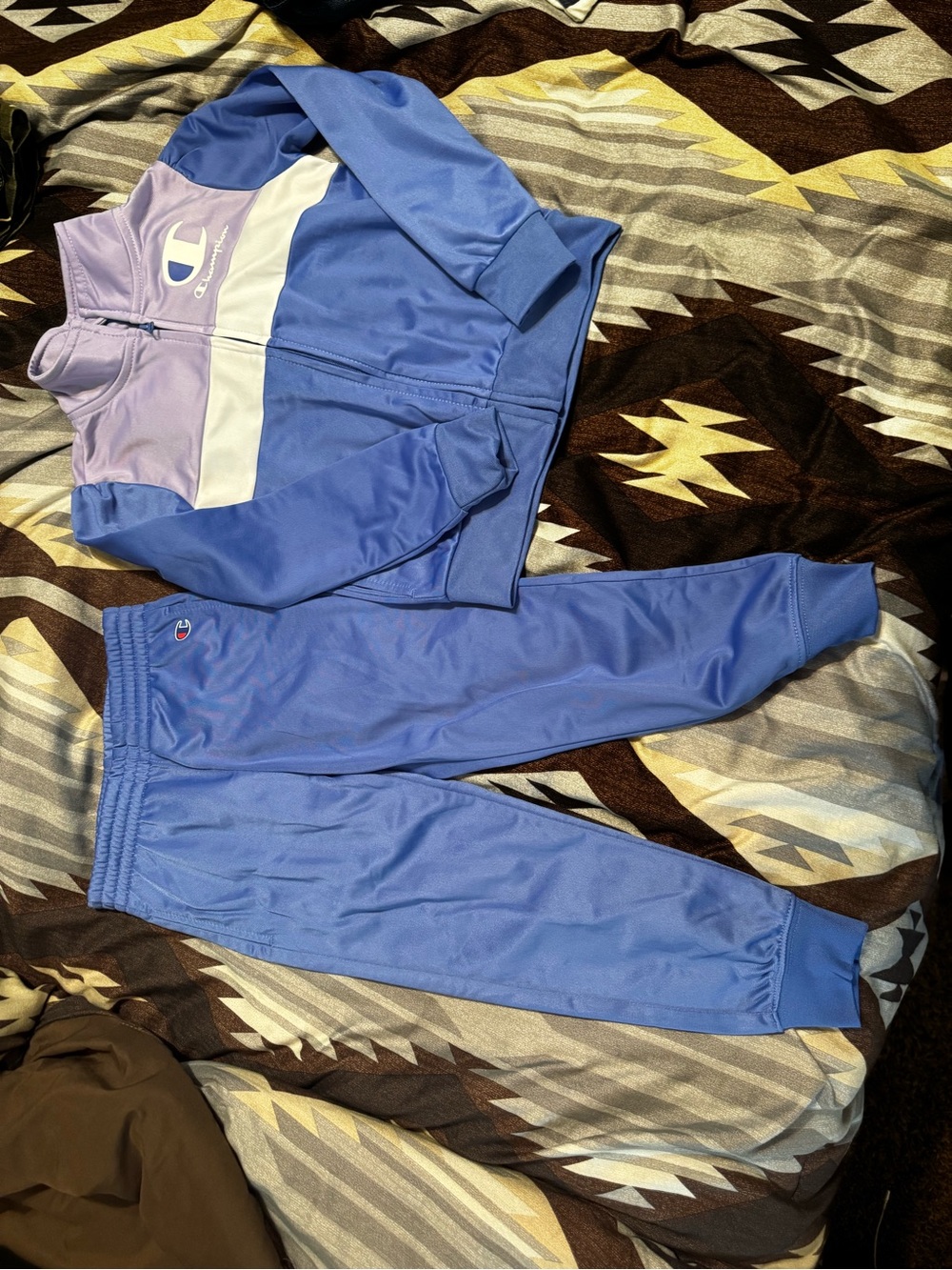 Champion Women’s Lavender and Blue Colorblock Track Jacket & Joggers NWOT